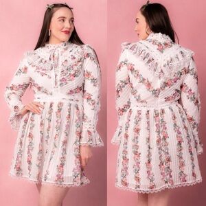 IVY CITY CO Middleton Lolita Coquette Cottagecore Pink Floral Lace Mini Dress
